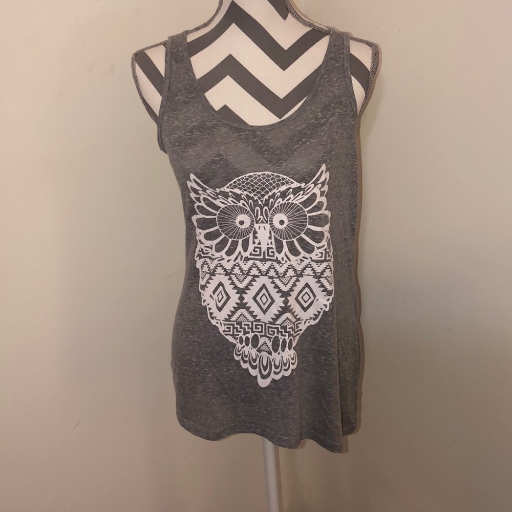 Gray XL No Boundaries racerback tank w/owl graphic